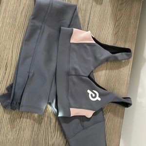Peloton Gray and Pink Leggings with sports bra